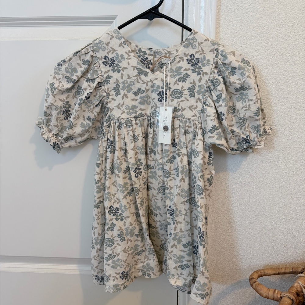 Rylee + Cru Cream and Gray Floral Dress